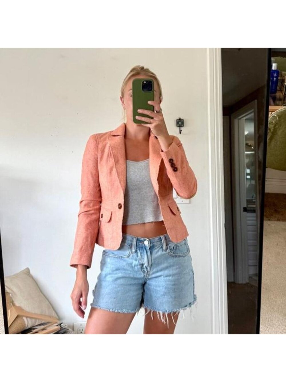 BEBE CORAL PINK ORANGE BLAZER JACKET WOMENS SIZE 2